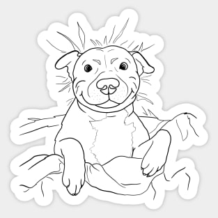 Cute goofy Pittbull line art dog illustration Sticker